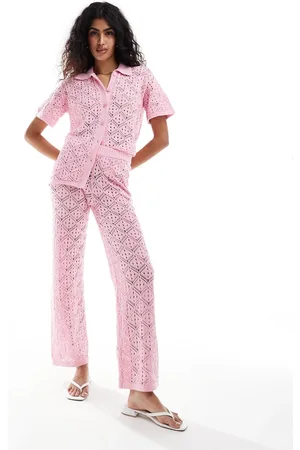 The Frolic Pantalones playeros chicle de pernera ancha de croché Hibiscus de (parte de un conjunto)