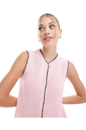 ASOS Chaleco con cuello redondo y pespuntes de festón de