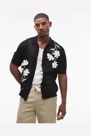 Topman Polo abotonado con cuello de solapas y aplicación blanca de punto de