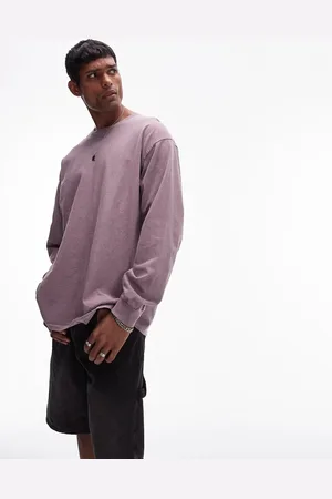 Topman Camiseta de manga larga con lavado envejecido de -Morado