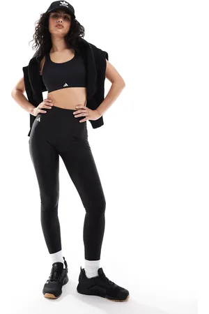 adidas Leggings de baño negros con detalle de 3 rayas de