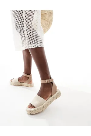 French Connection Sandalias color topo con plataforma plana de yute de -Beis neutro