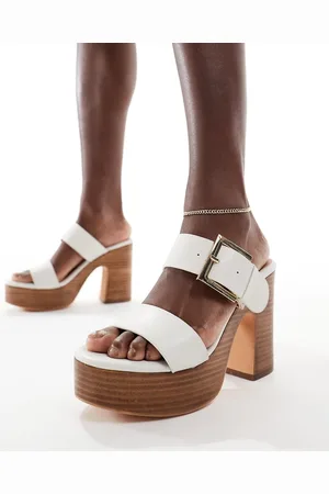 French Connection Sandalias blancas con tacón de bloque de