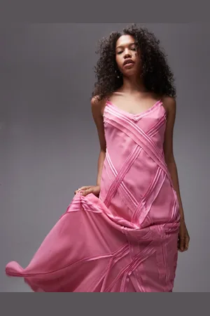 Topshop Vestido lencero midi suave con detalle de costuras sin rematar premium de
