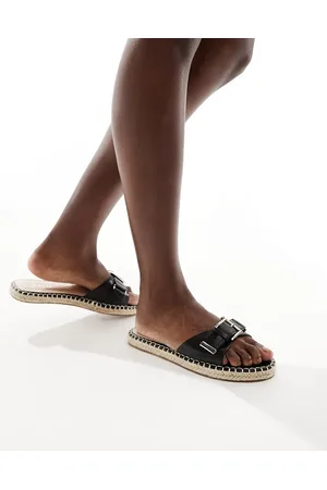 Raid Sandalias negras planas estilo alpargatas Ruheen de