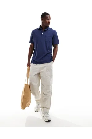 Ralph Lauren Polo de corte clásico extragrande con bolsillo de mezcla de algodón efecto lino de