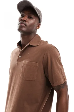 Ralph Lauren Polo de corte clásico extragrande con bolsillo de mezcla de algodón efecto lino de