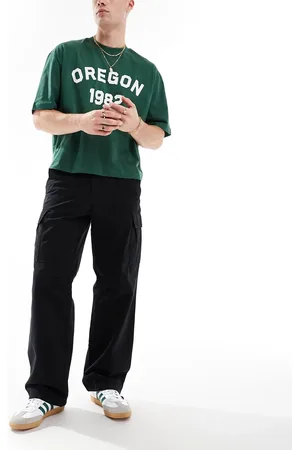 JACK & JONES Pantalones cargo negros de corte ancho Bill Barkley de