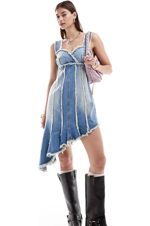 Reclaimed Vestido vaquero midi para festivales con detalle de costuras desgastadas de edición limitada de