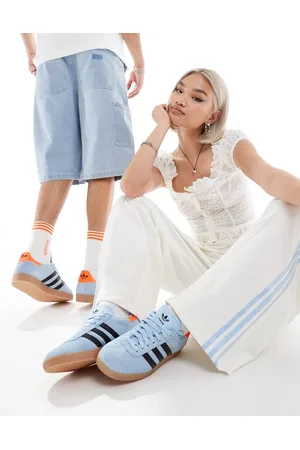 adidas Zapatillas de deporte azules y añil con suela de goma Gazelle de