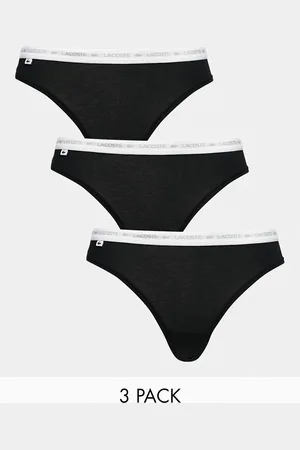 Lacoste Pack de 3 tangas negros con logo de