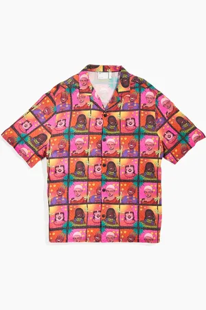 ASOS Camisa unisex holgada de manga corta con cuello de solapas y diseño estampado PRIDE de (parte de un conjunto)-Negro