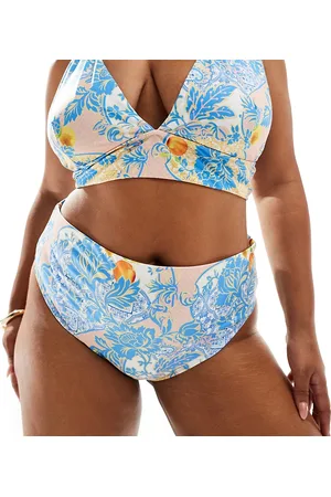 ASOS Braguitas de bikini de pernera y talle altos con estampado de estilo Hailey de Curve-Multicolor