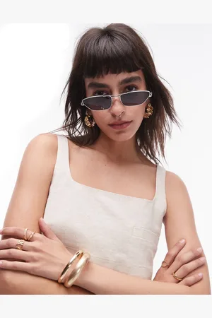 Topshop Gafas de sol plateadas estilo ojos de gato en ángulo de metal Rowan de