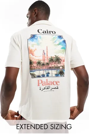 ASOS Polo holgado con estampado de paisaje en la espalda de - neutro