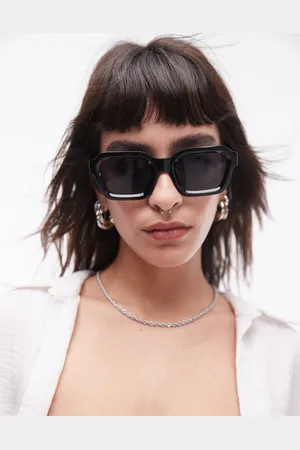 Topshop Gafas de sol negras con montura extragrande en ángulo Alder de