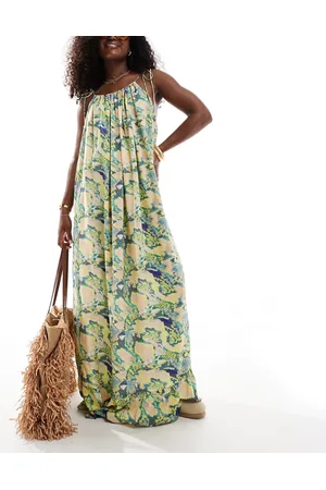 ASOS Vestido playero largo con estampado de serpiente y bajo caído de -Multicolor