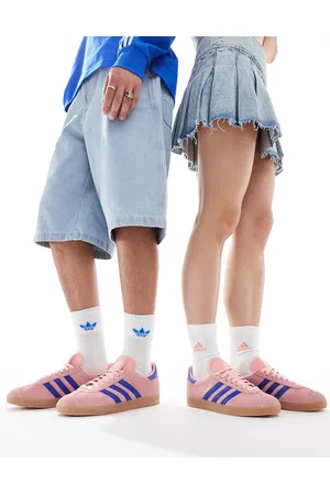 adidas Zapatillas de deporte rosas y azules con suela de goma Gazelle de