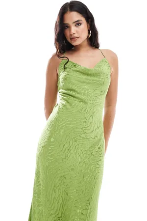 Object Vestido lencero midi verde de jacquard de
