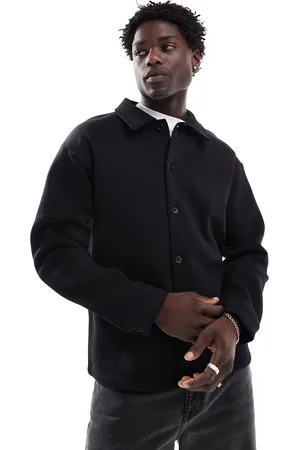 SELECTED Camisa negra extragrande de punto liso de