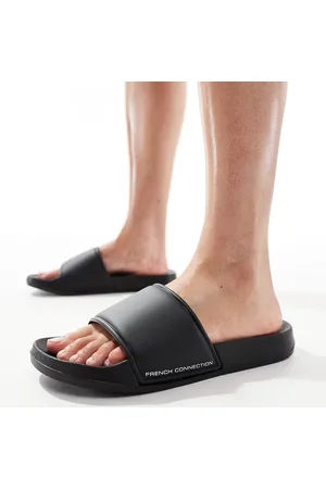 French Connection Sandalias negras con logo de