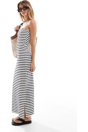 New Look Vestido midi a rayas con escote palabra de honor de