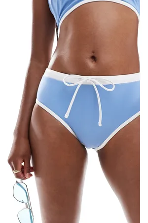 ASOS Braguitas de bikini azul polvoriento con ribetes en contraste de