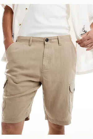 Threadbare Pantalones cortos cargo color de mezcla de lino de -Beis neutro