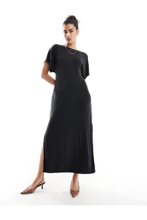 & OTHER STORIES Vestido midi con cuello barco y abertura hasta el muslo de punto Lux de