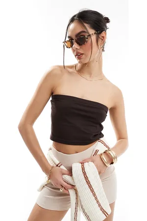 Threadbare Top chocolate con escote palabra de honor de