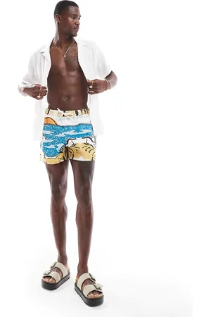 ASOS Shorts de baño cortos con estampado de paisaje de