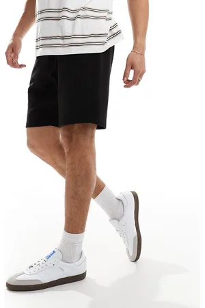 Threadbare Pantalones cortos negros con cinturilla elástica de punto acanalado de