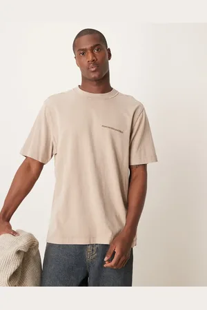 Abercrombie & Fitch Camiseta gris extragrande con lavado ácido, estampado en la espalda y logo vintage de