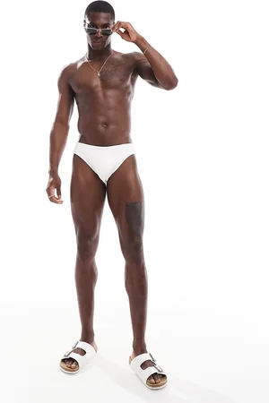 ASOS Slips de baño blancos de tejido efecto rugoso de