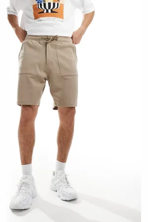 Threadbare Pantalones cortos color con cinturilla elástica de piqué liso de -Beis neutro