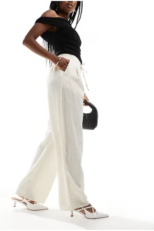 River Island Pantalones color a rayas de pernera ancha de popelina de -Blanco