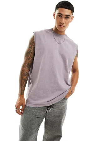 ASOS Camiseta gris lavado extragrande sin mangas de