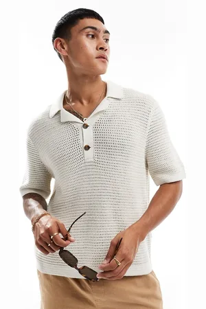 Abercrombie & Fitch Polo color estilo resort con cuello de solapas y tapeta de 2 botones de -Blanco