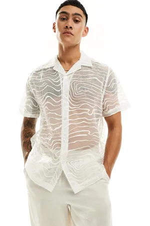 ASOS Camisa blanca holgada con cuello de solapas y bordado abstracto de organza de