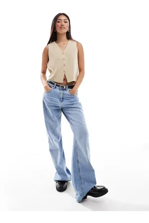 ASOS Chaleco color con cuello de pico de punto de -Beis neutro