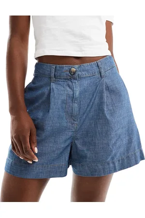 MANGO Pantalones cortos oscuro holgados de tejido efecto denim de