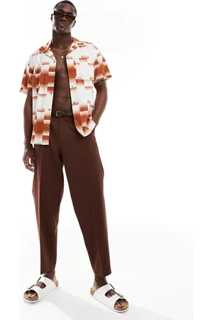 Only & Sons Camisa beis con cuello de solapas y estampado degradado de -Beis neutro