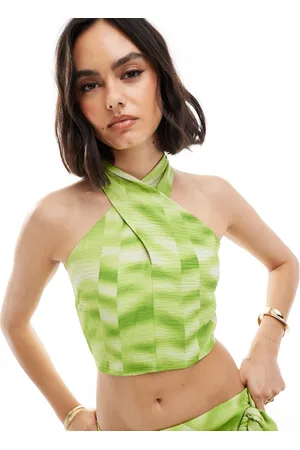 Y.A.S Top corto verde con efecto tie dye y cuello halter de (parte de un conjunto)