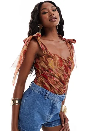 Lace & Beads Body con lazos en los hombros y de -Multicolor