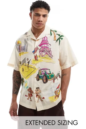 ASOS Camisa extragrande con cuello de solapas y estampado vacacional de -Multicolor