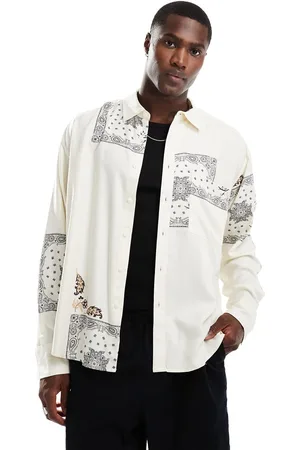 Only & Sons Camisa color piedra de manga larga con estampado de mosaico de -Beis neutro