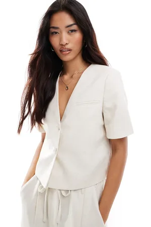 VERO MODA Americana corta beis de manga corta Mix & Match de -Blanco