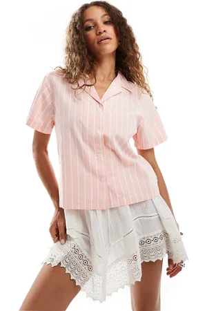 Wrangler Camisa color melocotón a rayas de manga corta de -Naranja