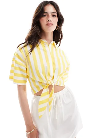 ASOS Camisa corta a de manga corta con lazada en la cintura de -Multicolor
