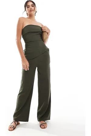 MANGO Pantalones oscuro holgados con cordón ajustable de (parte de un conjunto)-Verde